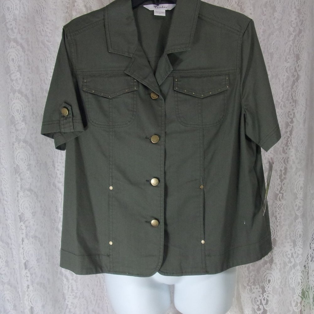 Tanjay Grayish Olive Green Jacket Size 12 NWT